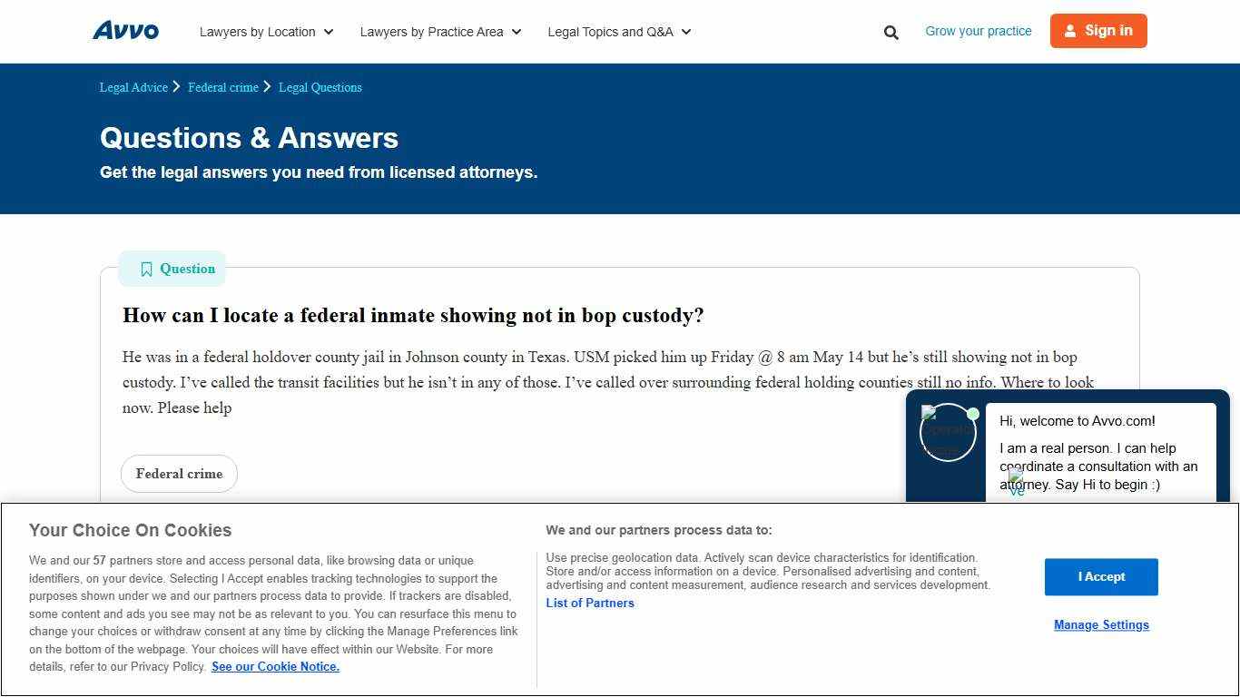 How can I locate a federal inmate showing not in bop custody? - Legal Answers